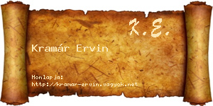 Kramár Ervin névjegykártya